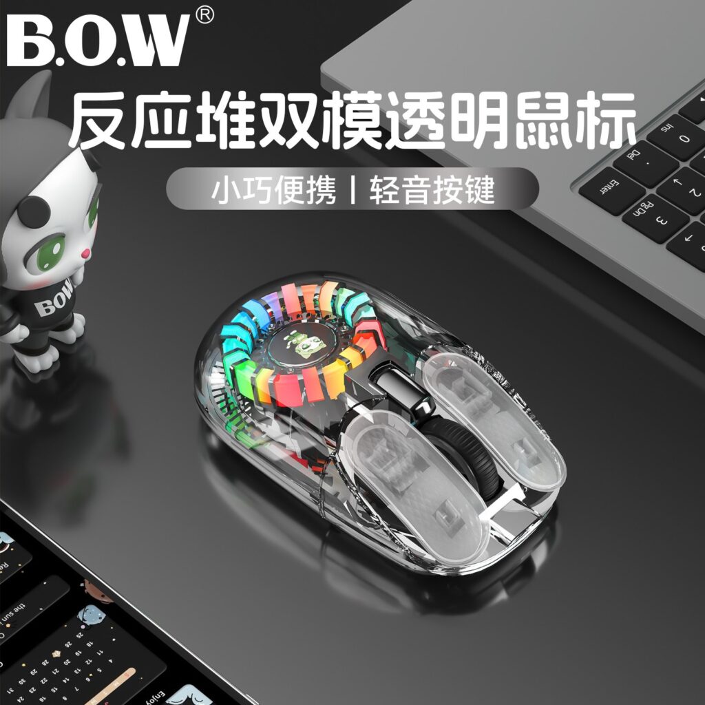 Прозрачная беспроводная мышь с RGB-подсветкой и двойным режимом подключения